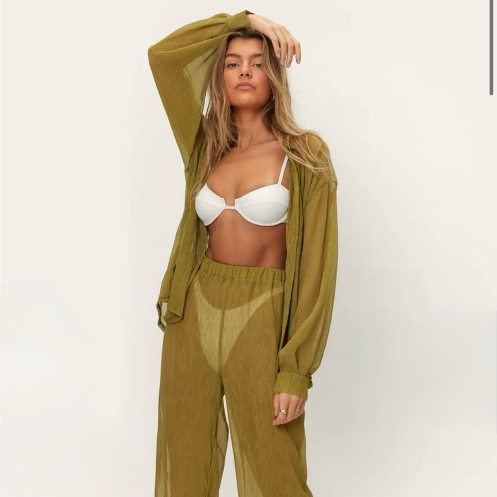 Plisse Oversized Beach Shirt & Pants - Nasty Gal Size US 4